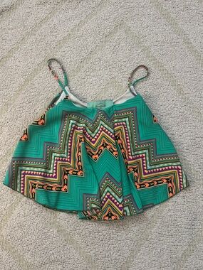 Boho Geometric Print Swing Tank Top Small | Festival Summer Cami